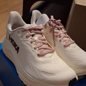 Hoka One One Women's Cream and Pink Athletic Shoes